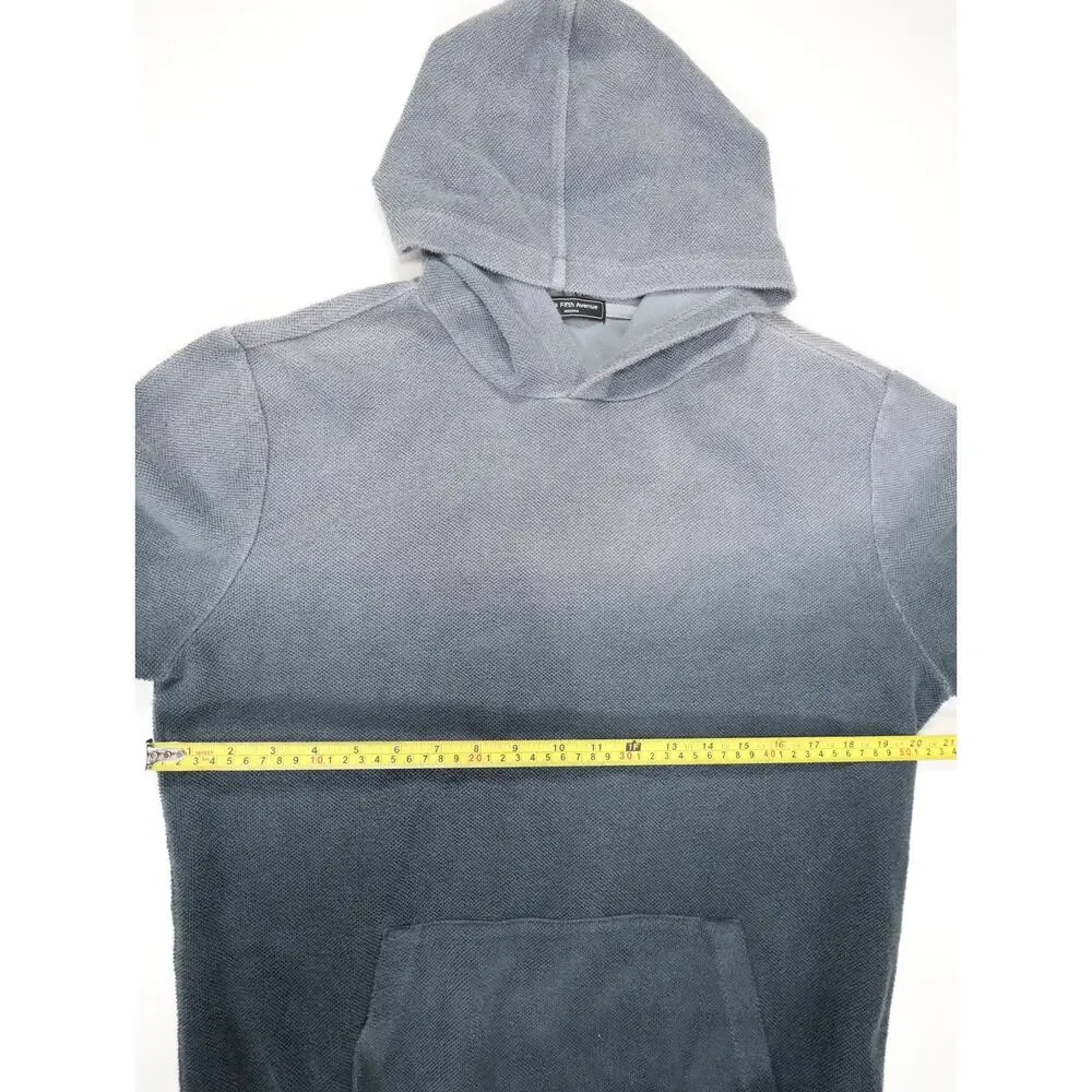 Made in Italy Ombré Terry Hoodie Saks Fifth Avenue Modern Blue Gray Quiet Luxe L